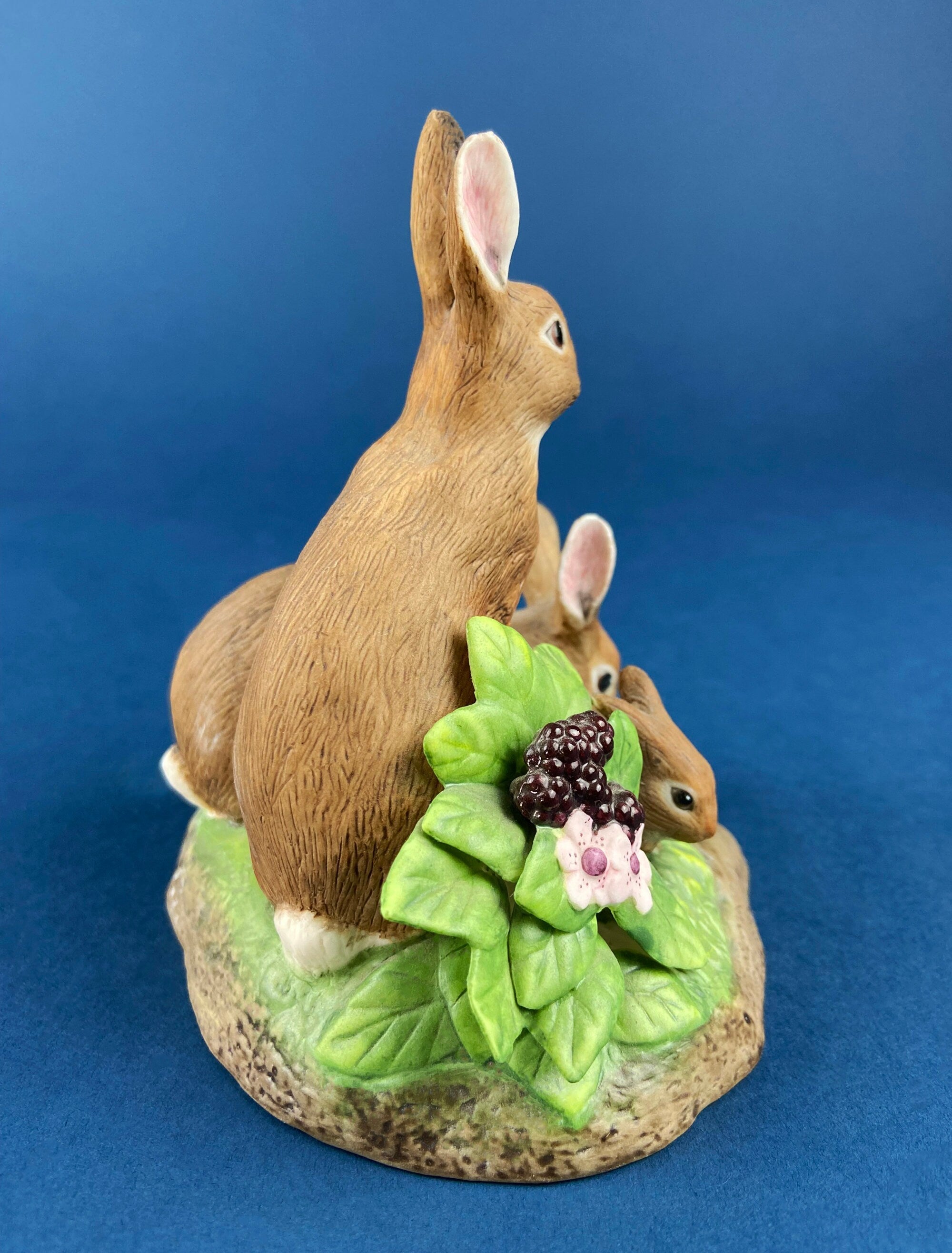 Hand-Painted Porcelain Bunny Family Figurine, RW OM, Easter Decor