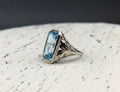 Art Deco 14k Gold 5ct Sky Blue Topaz Ring