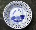 Vintage Blue and White Bowl with Lacy Rim and Scalloped Edge
