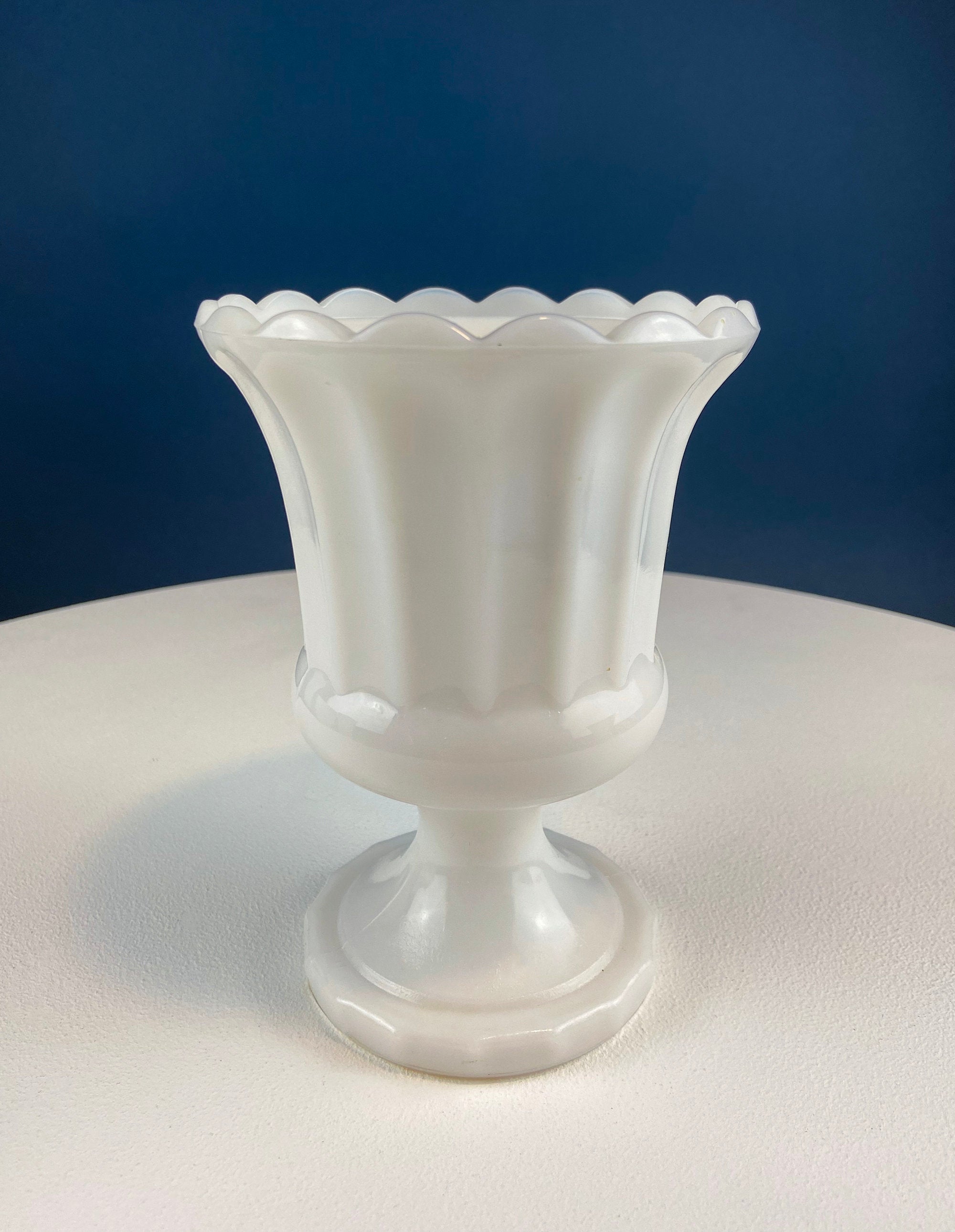 Set of Three, Fluted Milk Glass Vases.  Collection of White, Modern Style Vases of Varying Shapes and Sizes. Wedding Decor. White Home Decor
