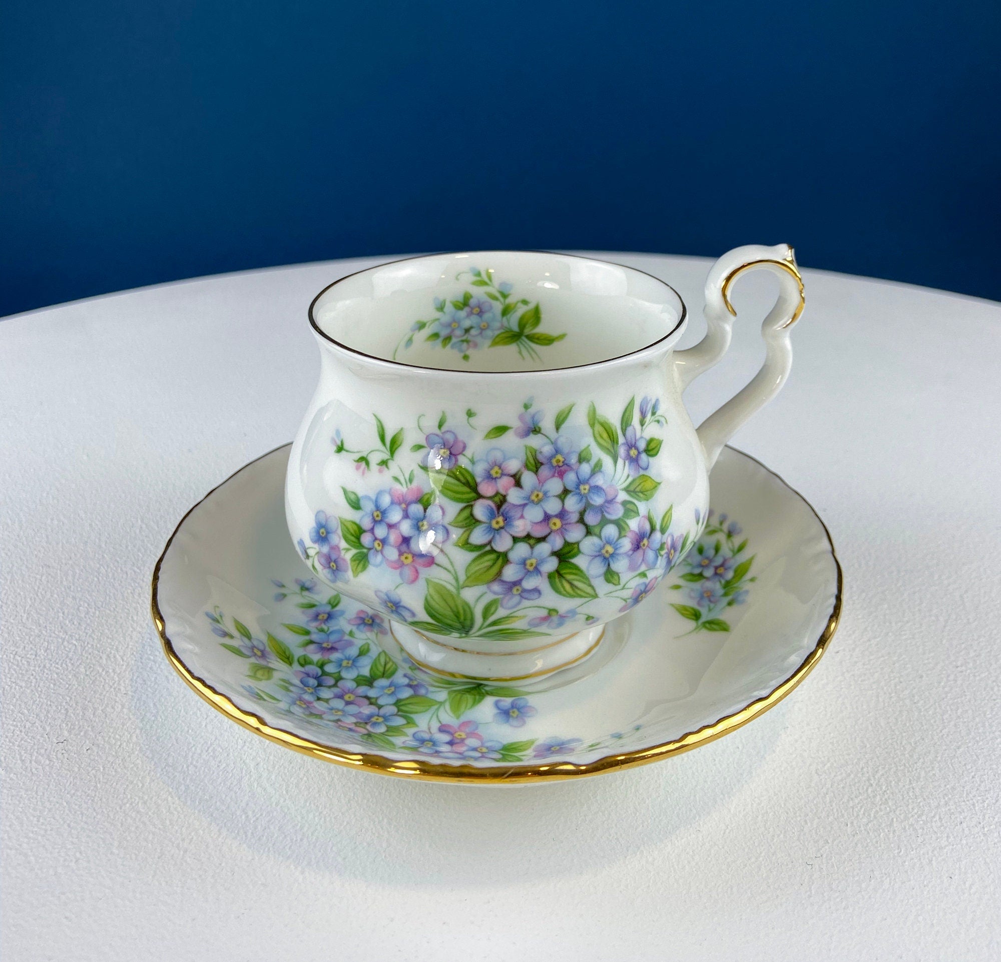 Vintage Royal Albert Teacup and Saucer: Blue Bell Sonnet Series