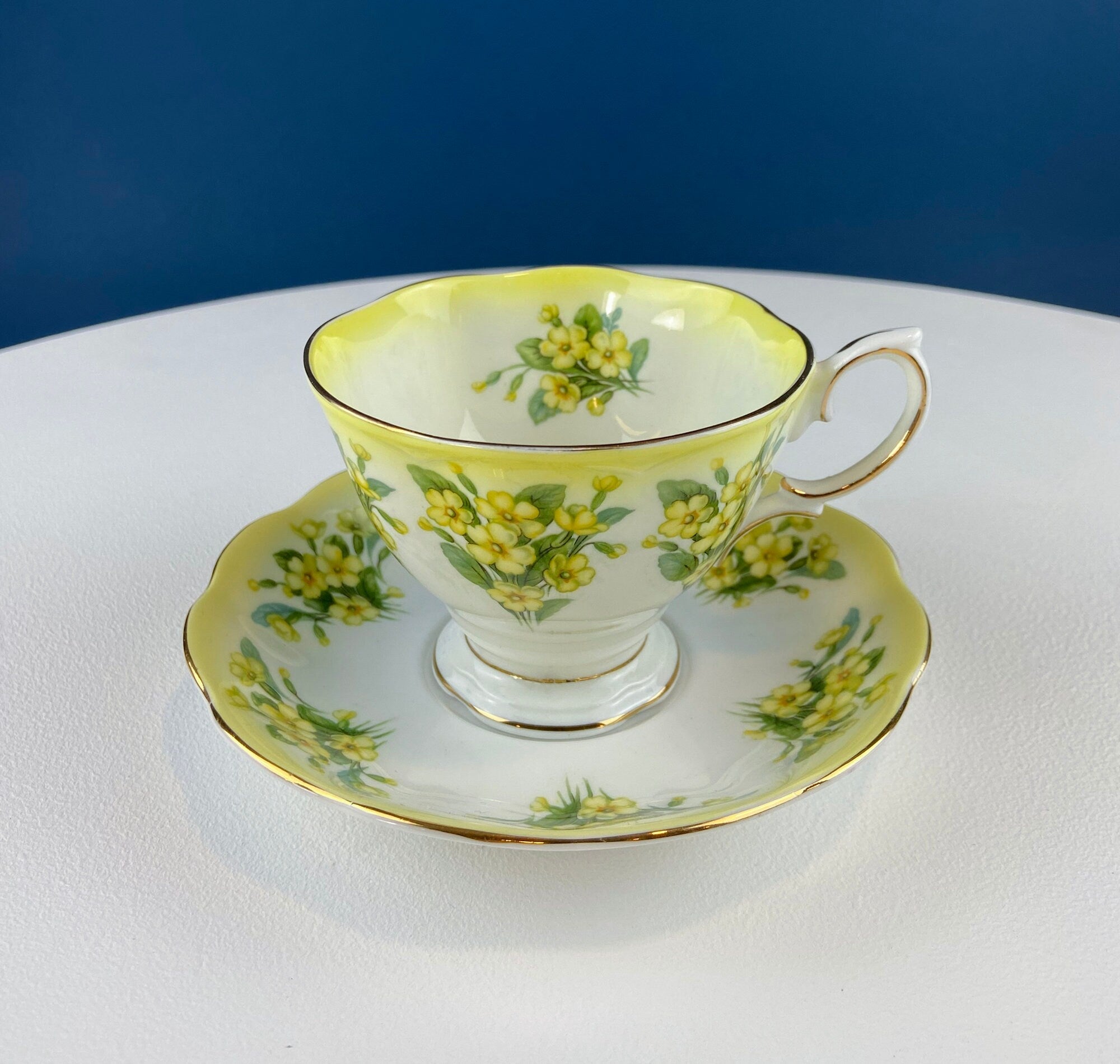 Vintage Teacup or Coffee Cup and Saucer by Royal Albert. Dainty Dina Series, Mary. Hand Painted Roses. English Breakfast.