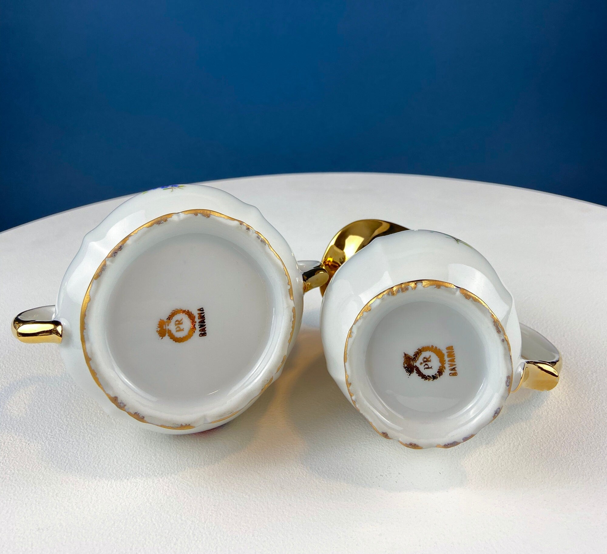 Gold Demitasse Tea Set: Prussian Hand-Painted Coffee/Tea Service for Two
