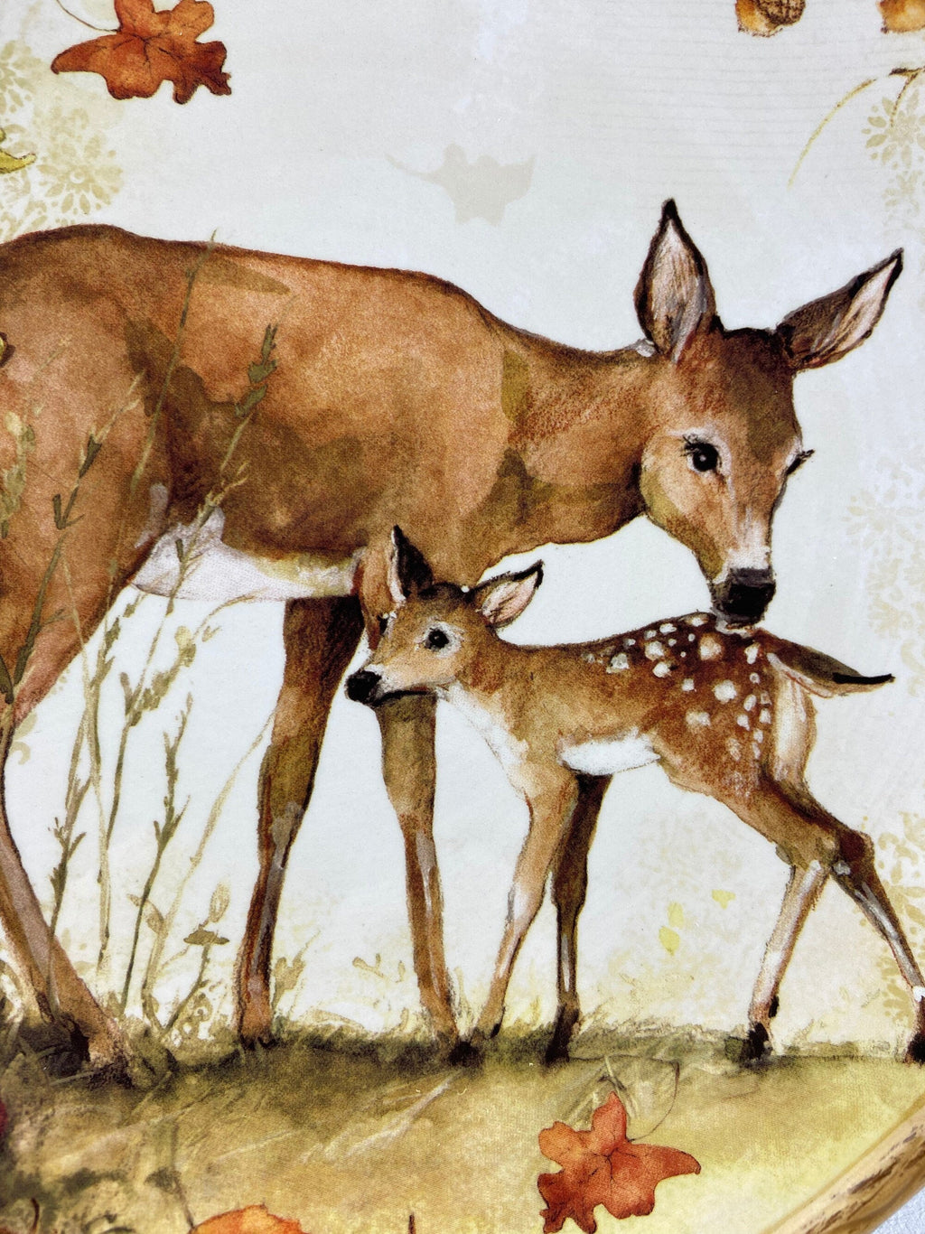 Cute Deer Mom and Baby Dinner or Serving Plate. Whimsical Plate. Kid at Heart or Grandparents' Gift for Grandkids. Fall Celebration.