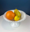Fenton Milk Glass Footed Bowl with Silver Crest Ruffled Edge. Milk Glass  Collectible Compote by Fenton.
