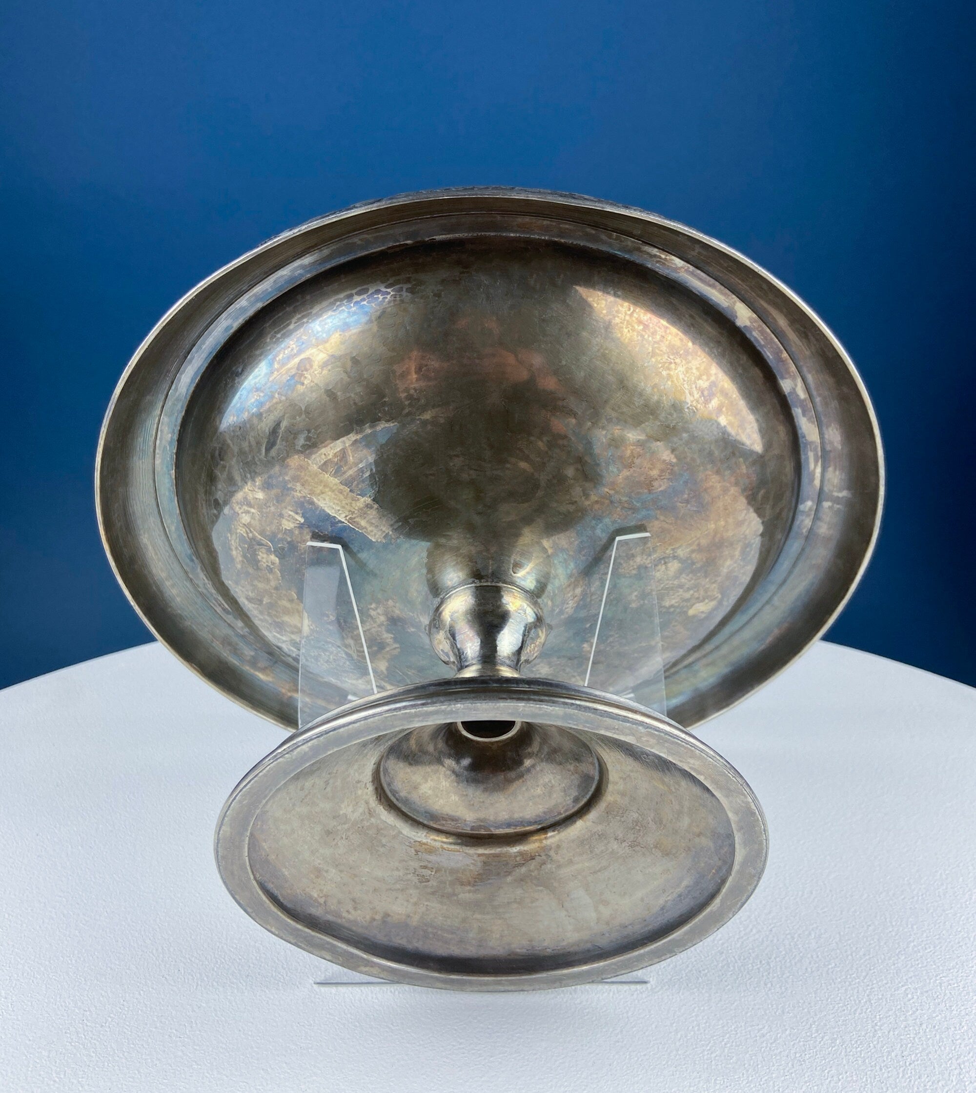 Victorian Silver Plated Fruit Pedestal with Handle. Bridal Basket. Stunning Butterflies & Flowers Relief. Table Holiday Centerpiece.