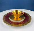 Gold Cup and Saucer with Red Plate: Wheeling Germany, Omeco Czechoslovakia Tea Set