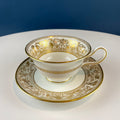Antique Wedgewood Tea Cup and Saucer: Florentine Gold Dragons