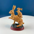 Brown Mom Bunny Figurine Carrying Baby Rabbit on her Back. Cute Rustic Ceramic Easter Decor. Spring Celebration. Modern Farmhouse.