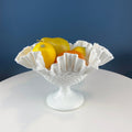Fenton Milk Glass Hobnail Footed Bowl with Ruffled Edge. Collectible Compote. White Serving Dish. Dining Room Decor. Table Centerpiece.