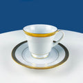 Contemporary Noritake White Cup and Saucer with Gold Rim. Classic Wedding Band China. Queen's Gold. Dining Room Decor. Minimal Design.