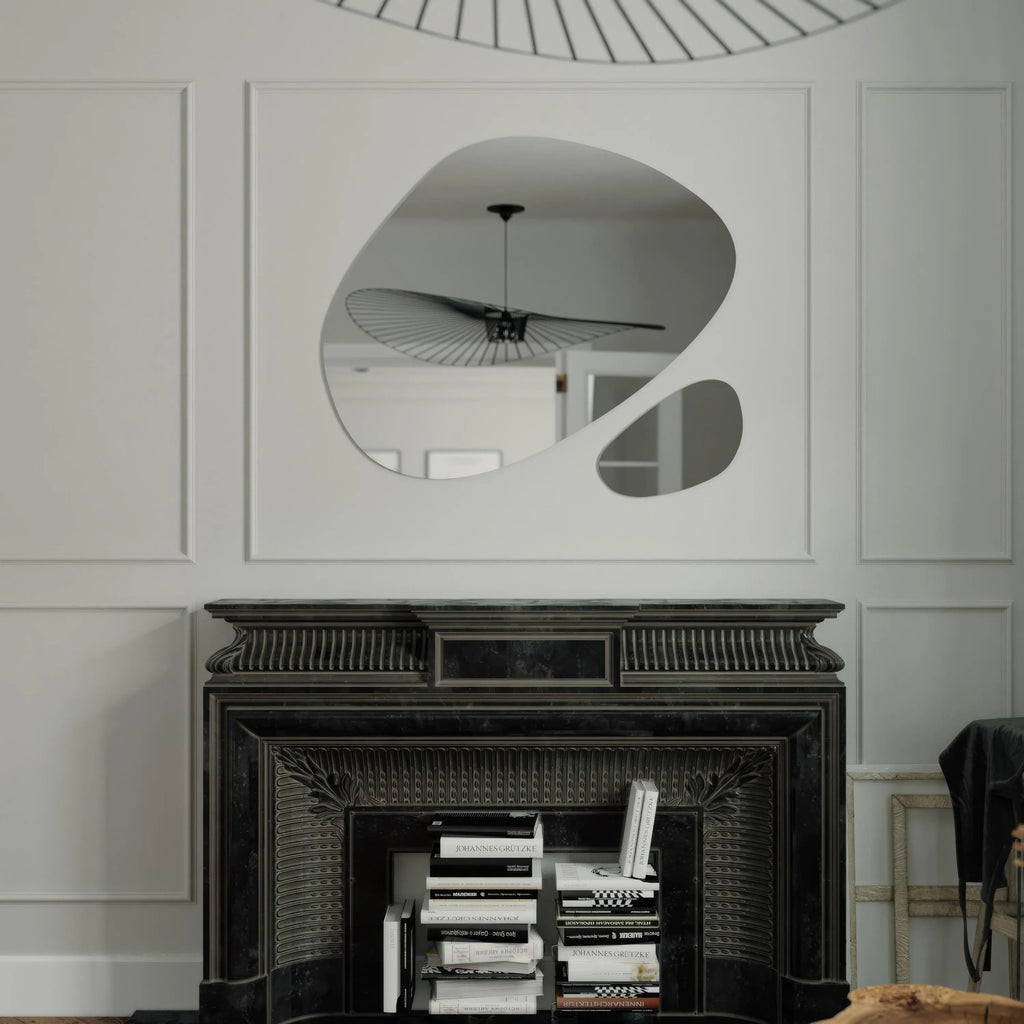 Modern Wavy Mirror Set – Asymmetrical Wall Mirror Duo, Irregular Organic Shape Bathroom Mirror Decor