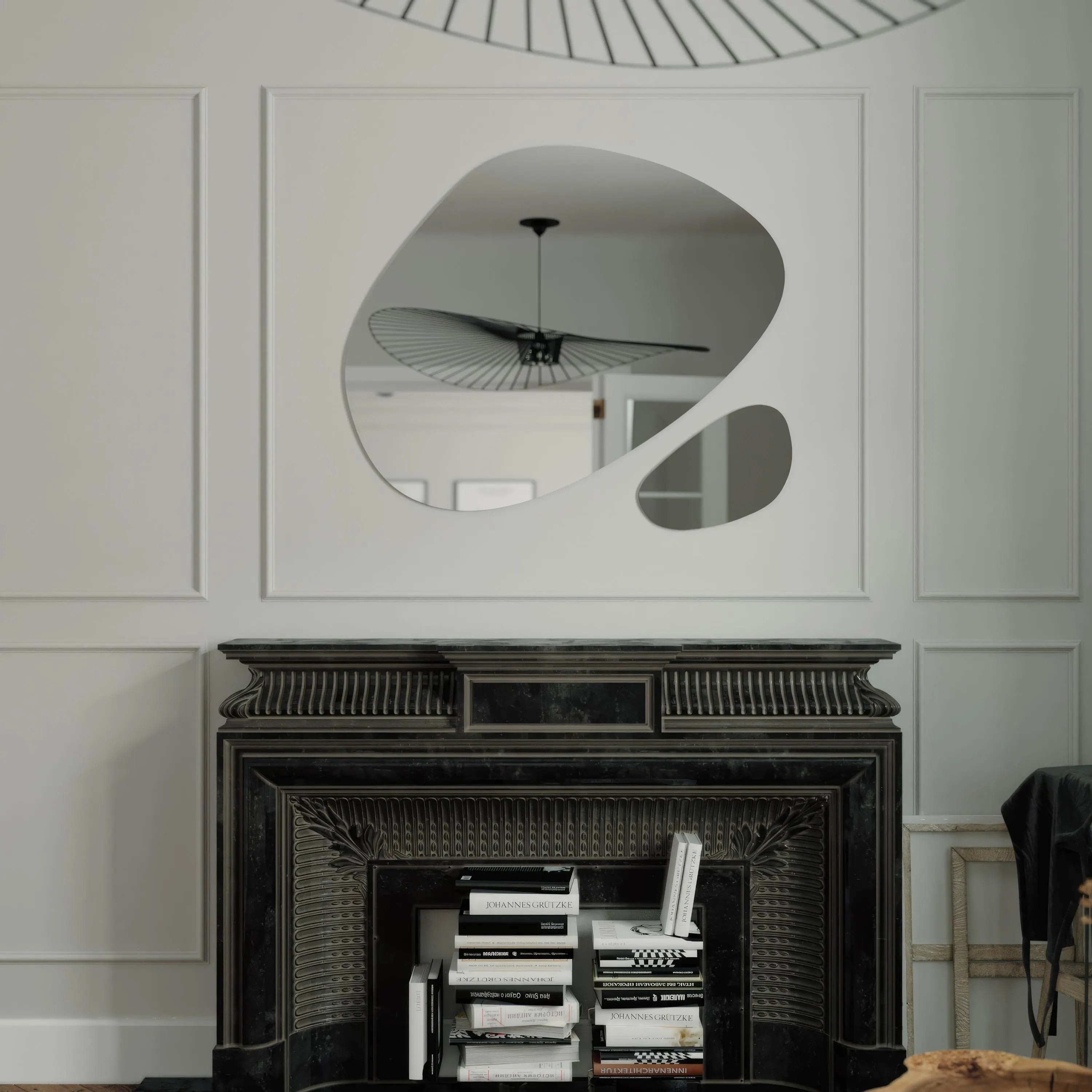 Modern Wavy Mirror Set – Asymmetrical Wall Mirror Duo, Irregular Organic Shape Bathroom Mirror Decor
