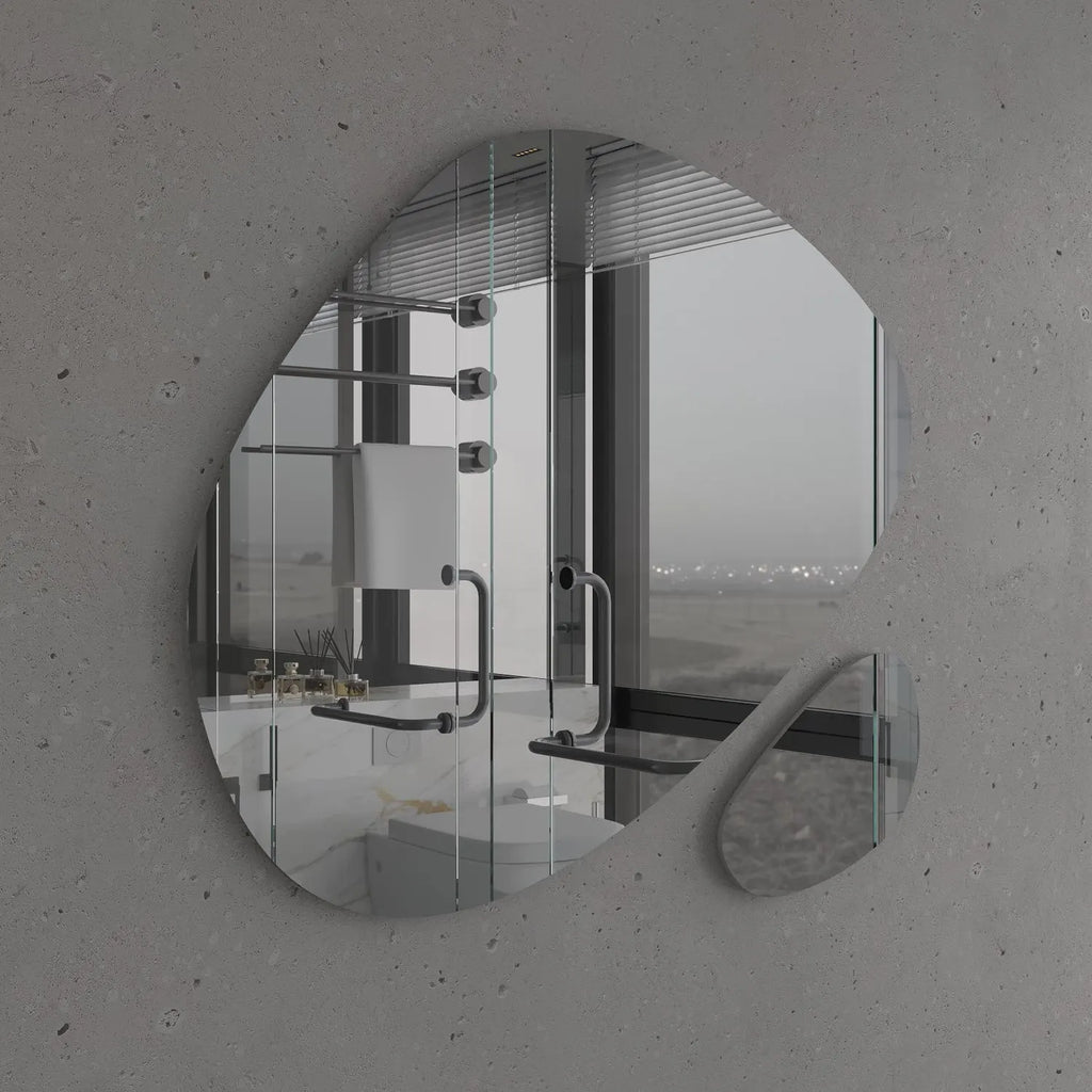 Modern Wavy Mirror Set – Asymmetrical Wall Mirror Duo, Irregular Organic Shape Bathroom Mirror Decor