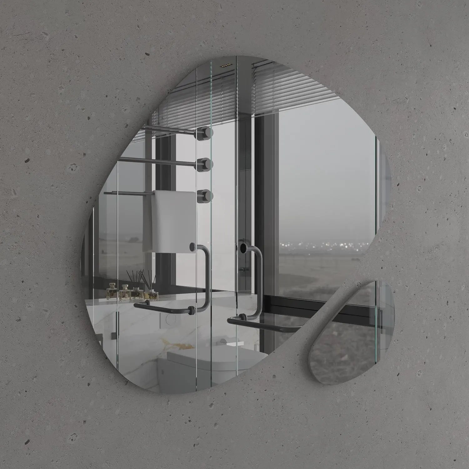 Modern Wavy Mirror Set – Asymmetrical Wall Mirror Duo, Irregular Organic Shape Bathroom Mirror Decor