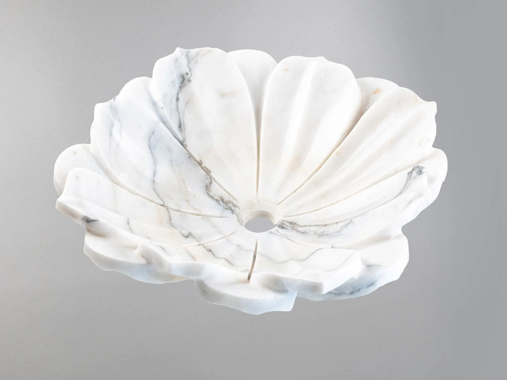 Luxury Marble Vessel Sink – Hand-Carved White Natural Stone Basin for Bathroom Vanity, One-of-a-Kind Designer Wash Bowl