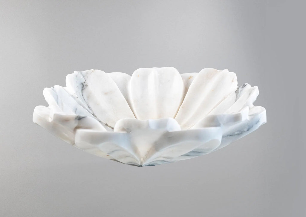 Luxury Marble Vessel Sink – Hand-Carved White Natural Stone Basin for Bathroom Vanity, One-of-a-Kind Designer Wash Bowl