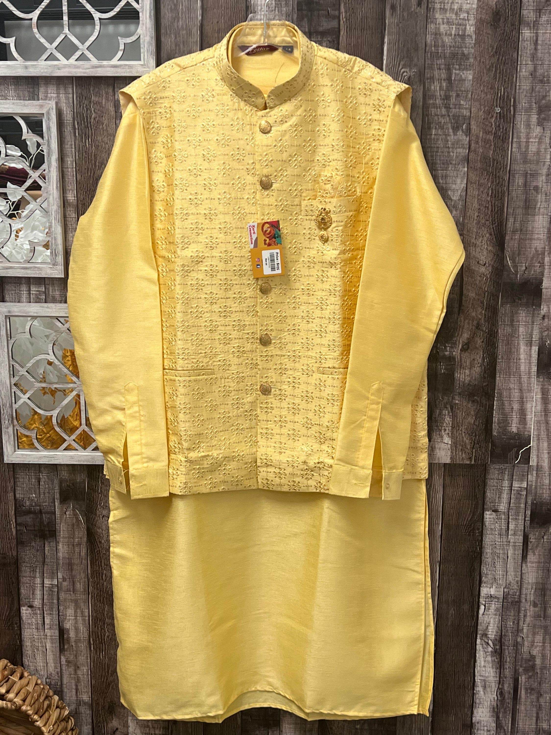 Silk kurta set with jacket