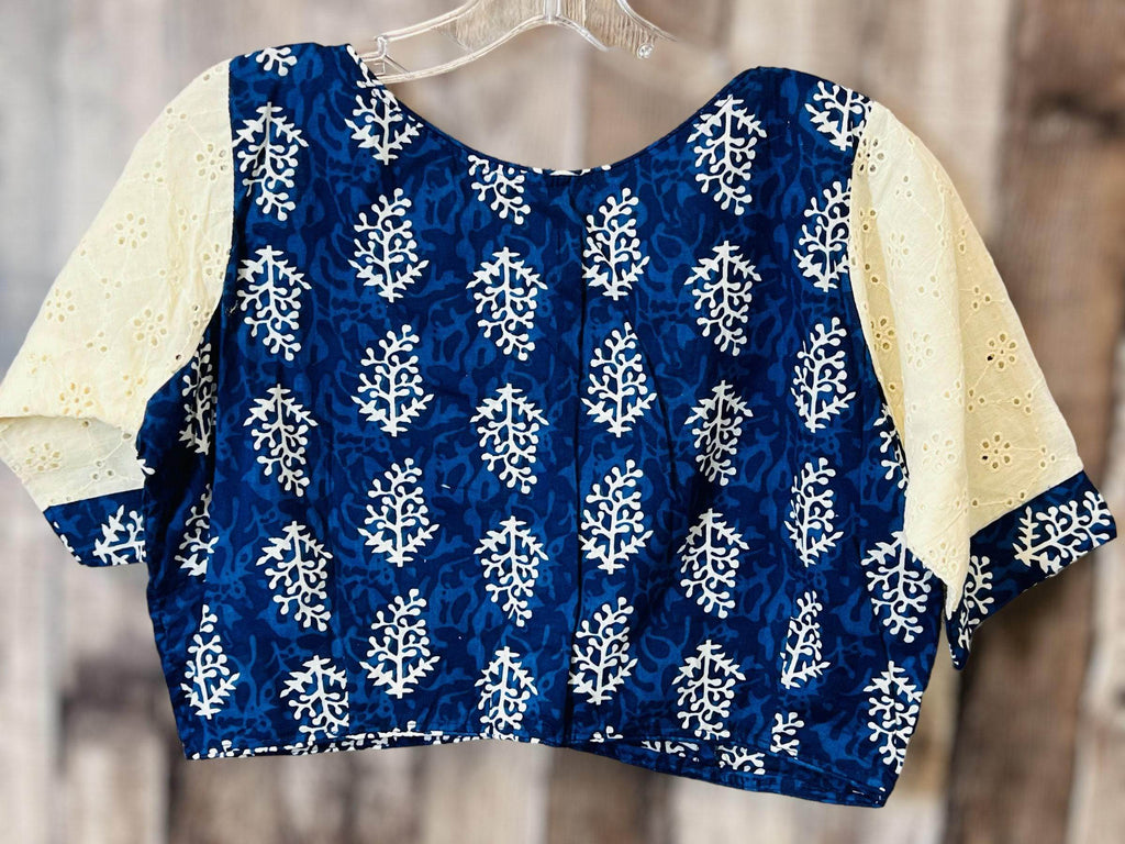 5993 soft cotton blouse| indigo blue blouse for saree