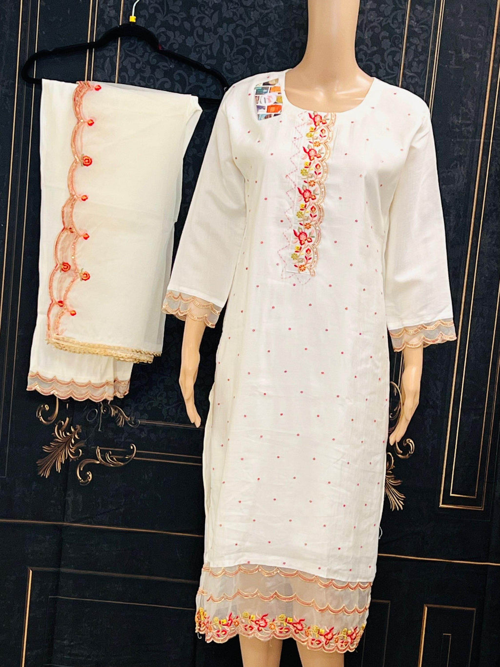 Chanderi silk kurti pant set | salwar suit
