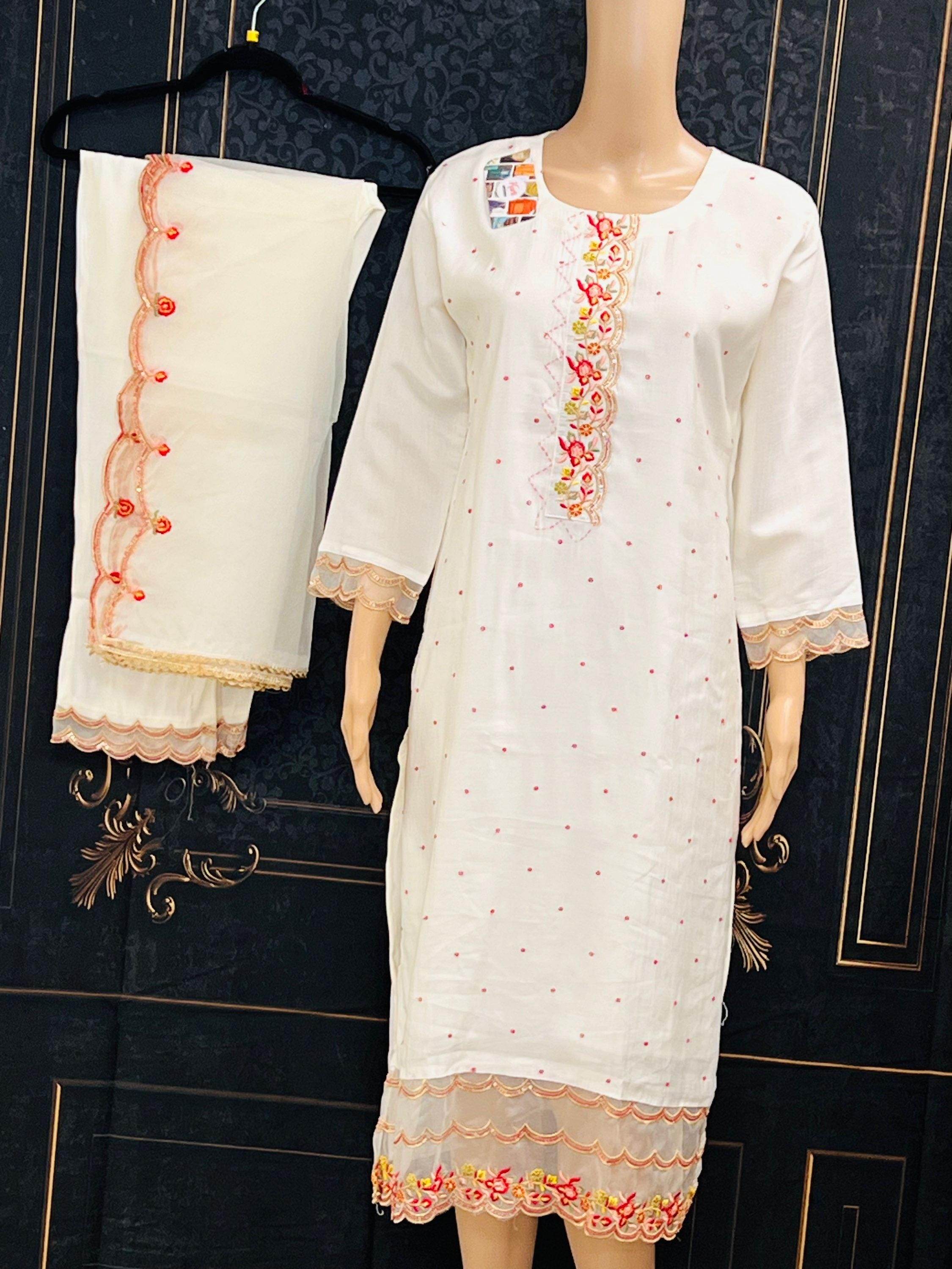 Chanderi silk kurti pant set | salwar suit