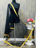 Net dupatta with heavy golden lace