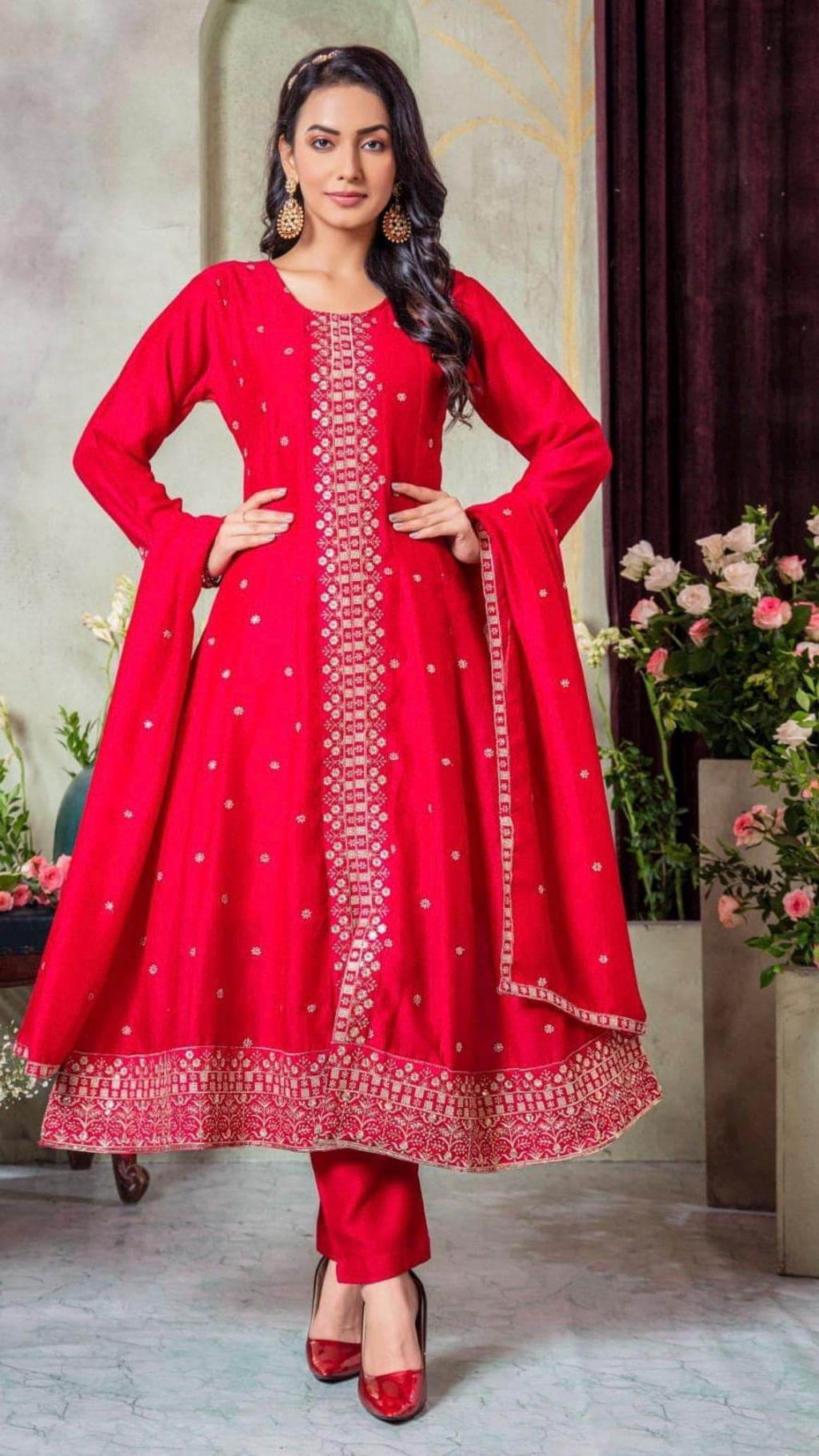 Silk shalwar suit / Kurti pant set with dupatta