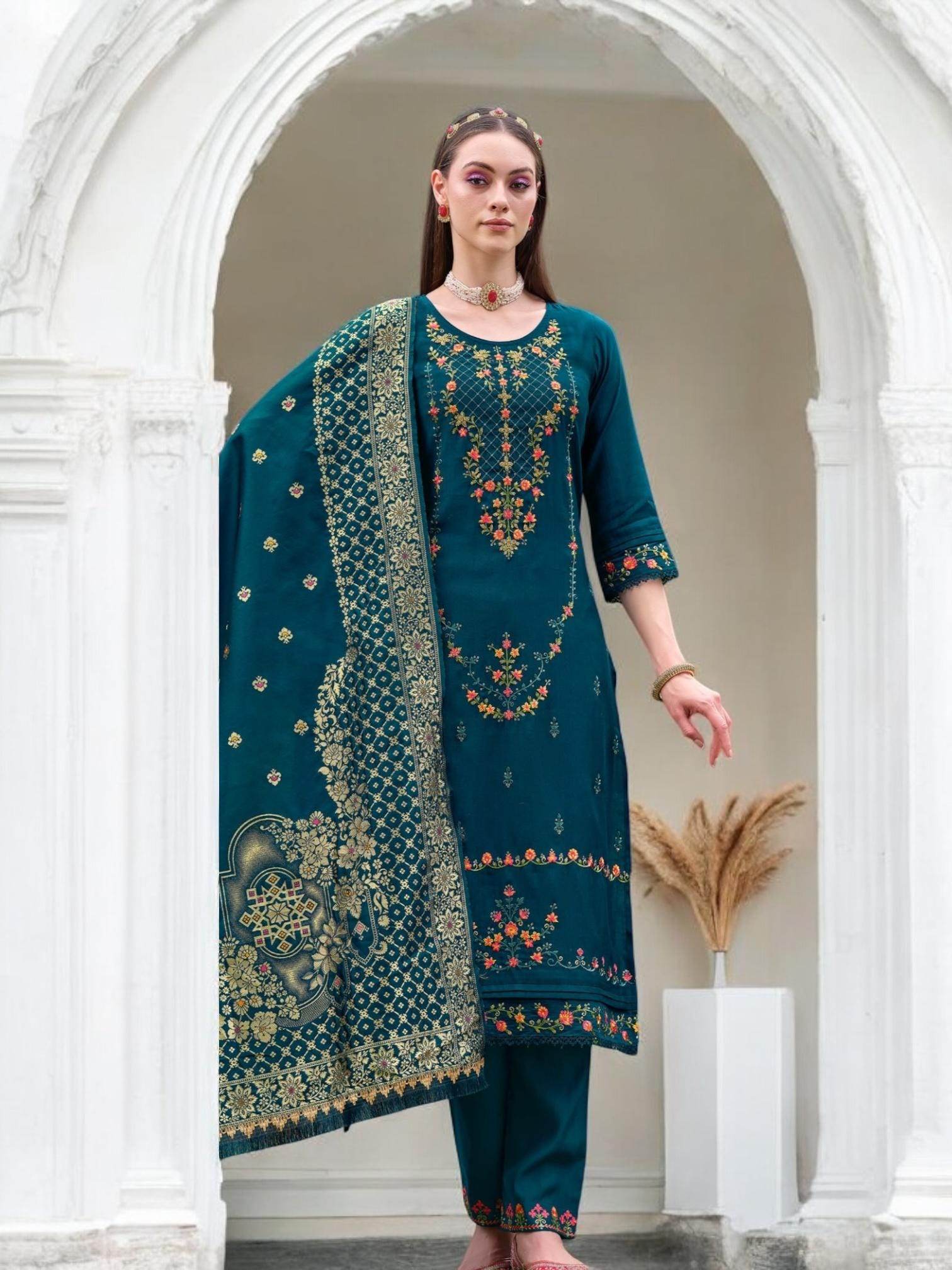 Linen silk Kurti set with banarasi dupatta