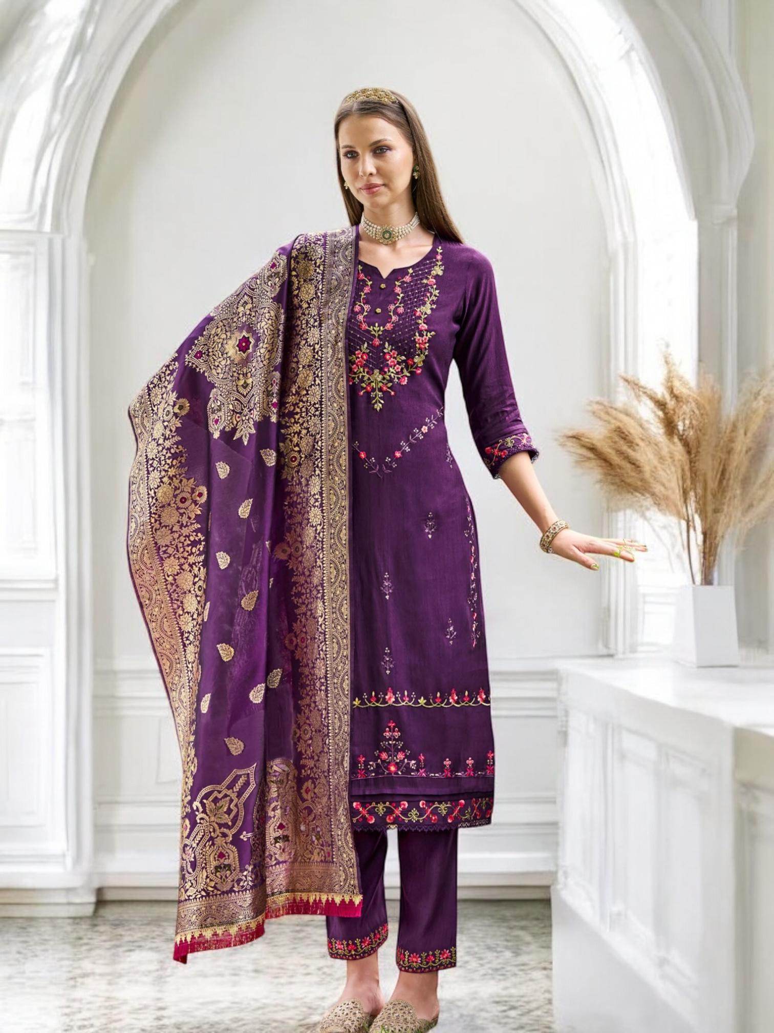 Linen silk Kurti set with banarasi dupatta