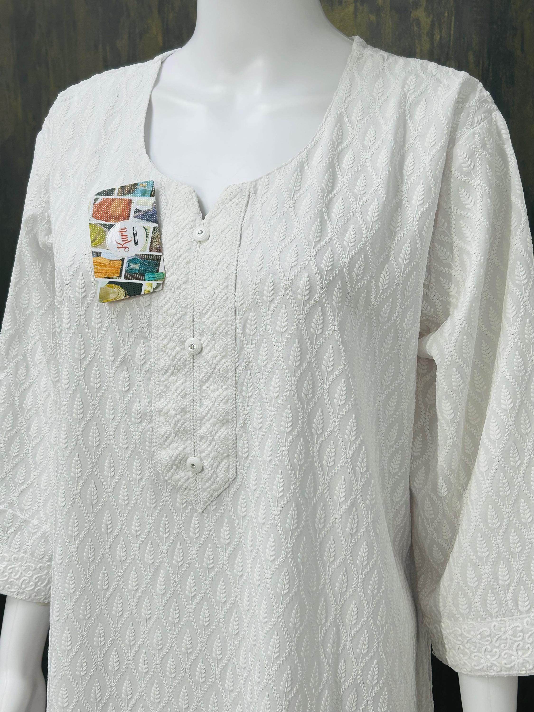 White chikankari kurti