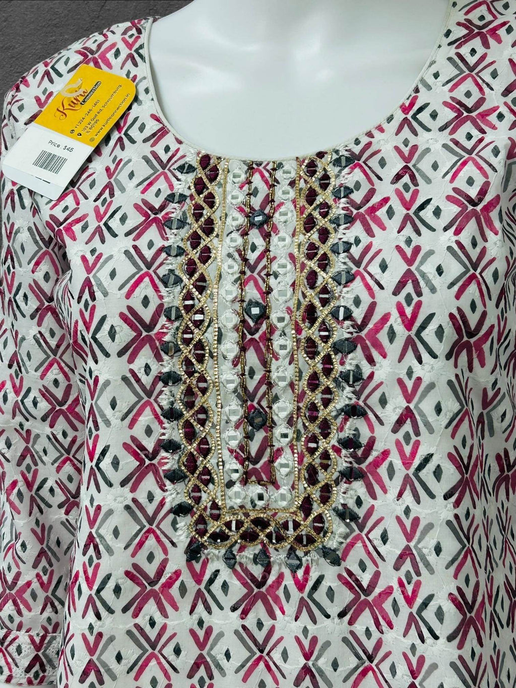 Cotton chikankari kurti with print: SALE