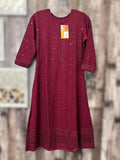 Chikankari kurtis for girls : wine color