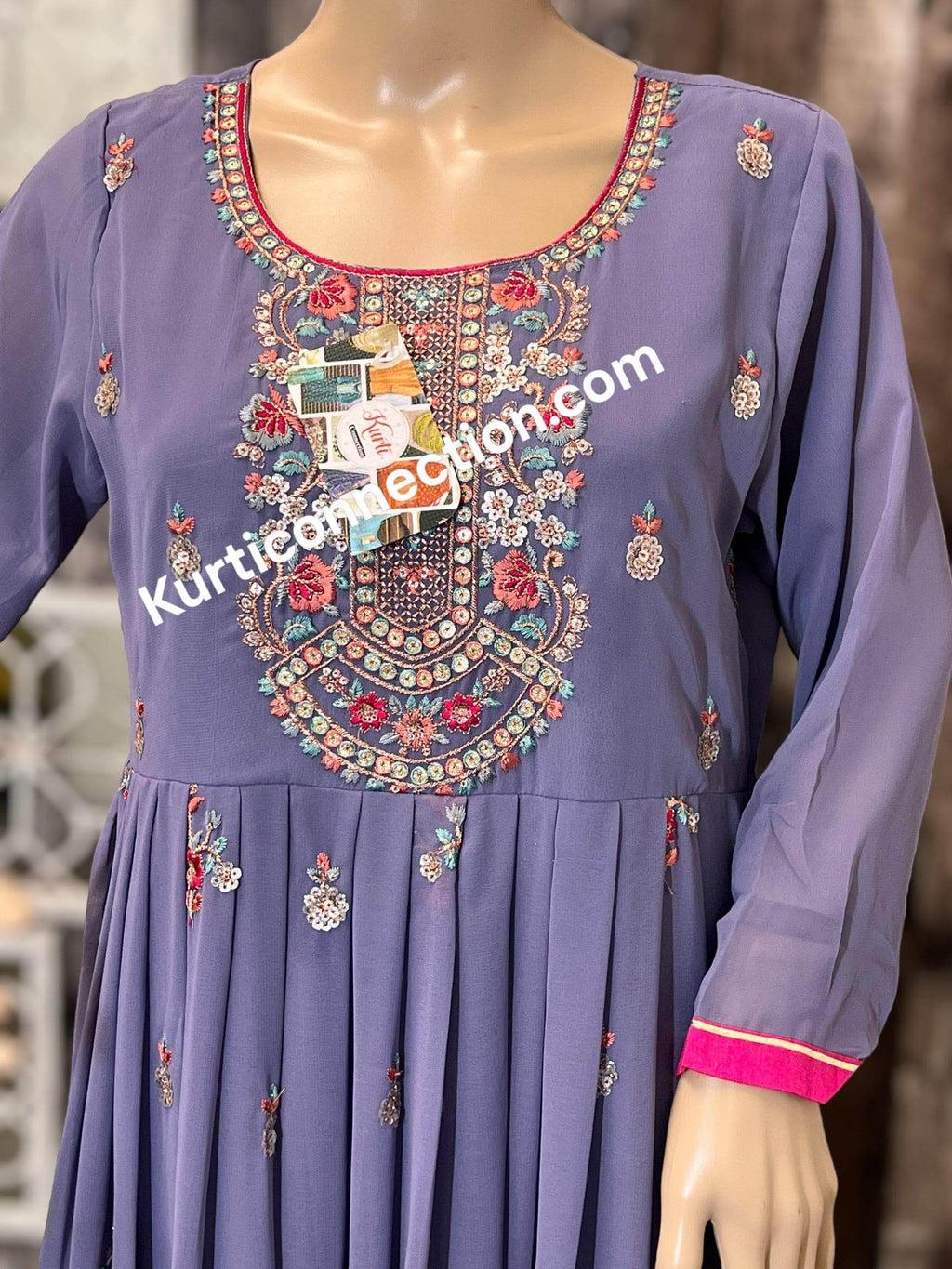 Violet color georgette kurti, light purple kurti