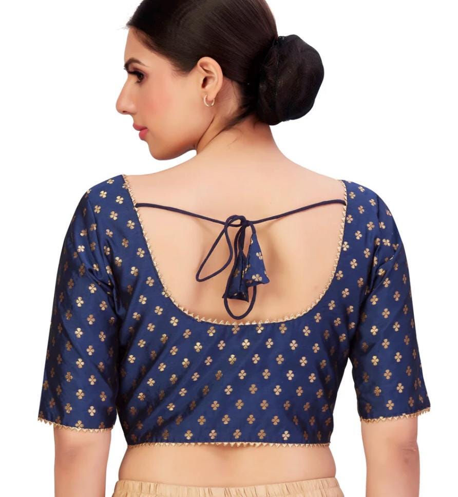 Silk blouse | Dark blue blouse | Size 44/46/48/50