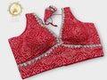 Red silver bandhani blouse