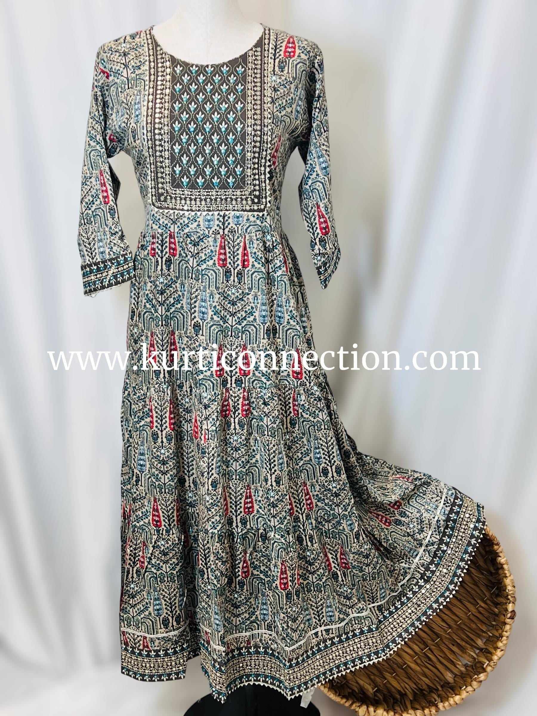Printed cotton kurti with sequin border