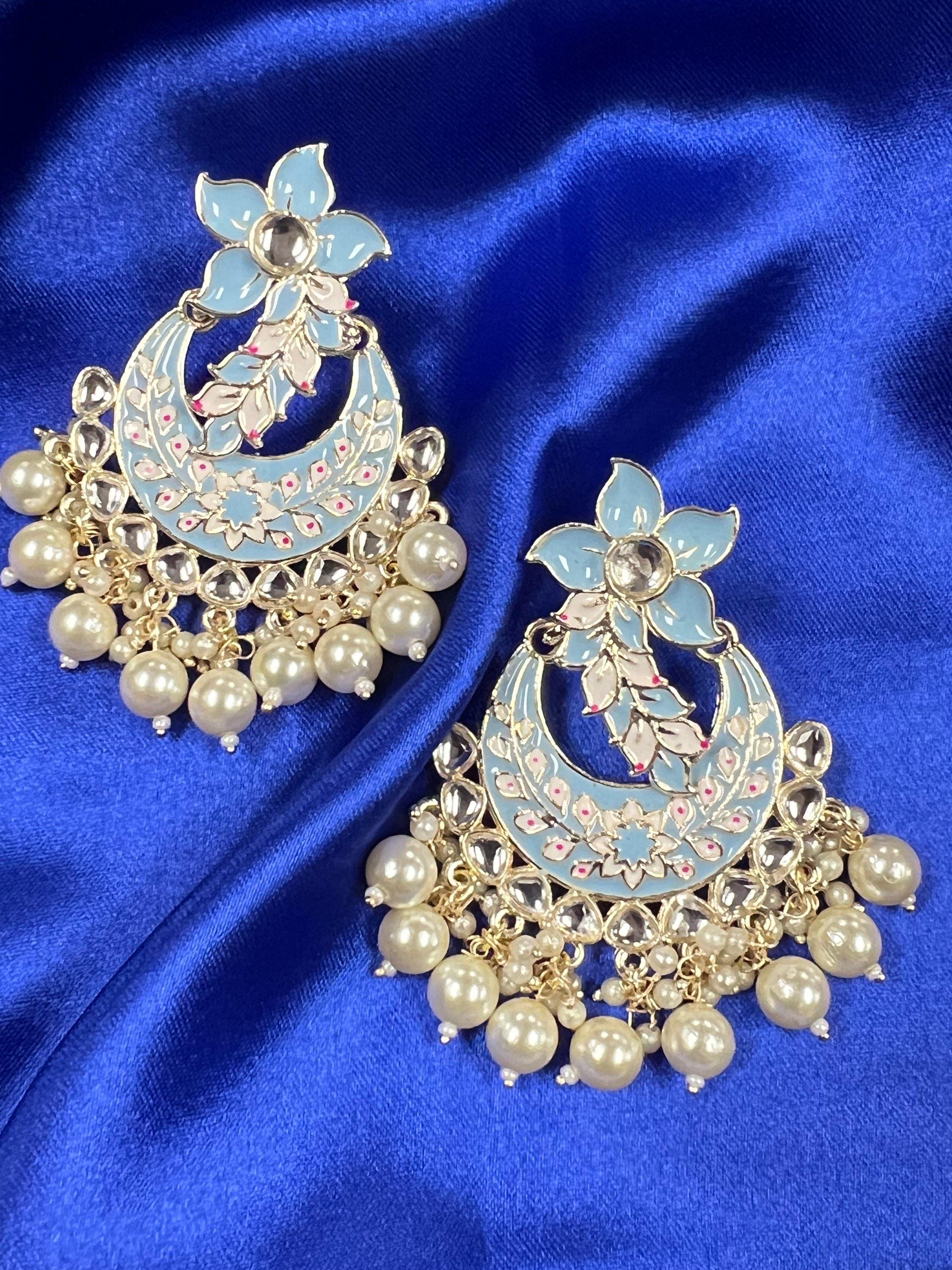 Light blue earrings | chandbali