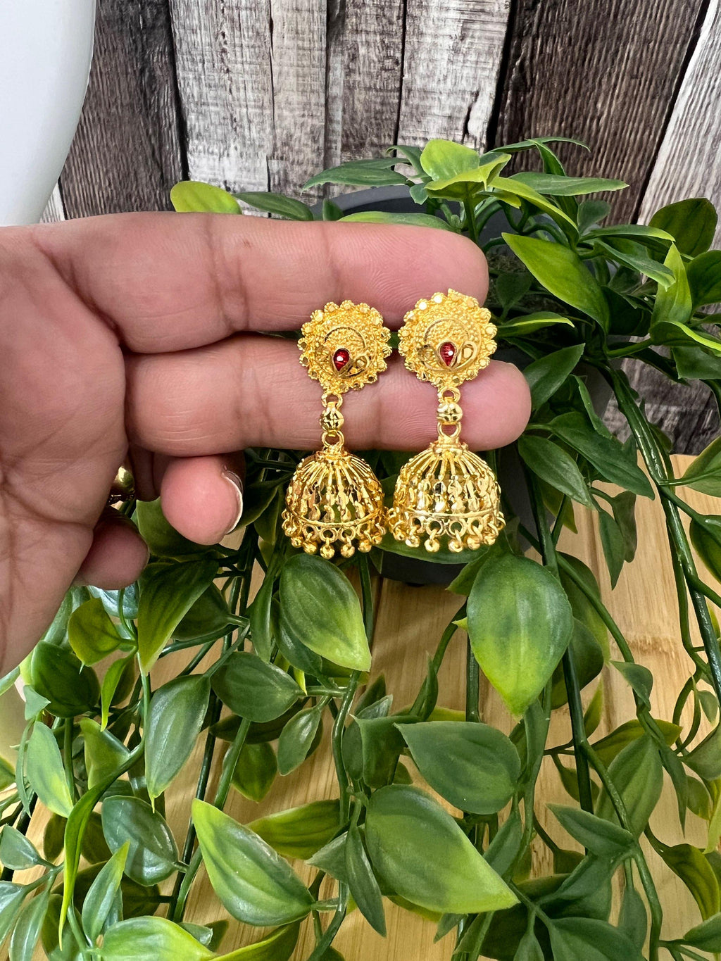 Golden jhumki | screw back