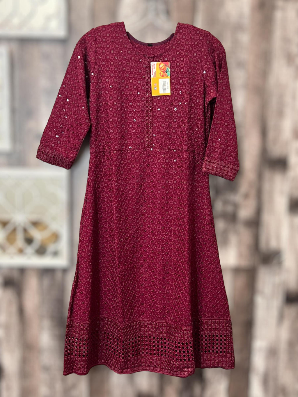 Chikankari kurtis for kids : wine color