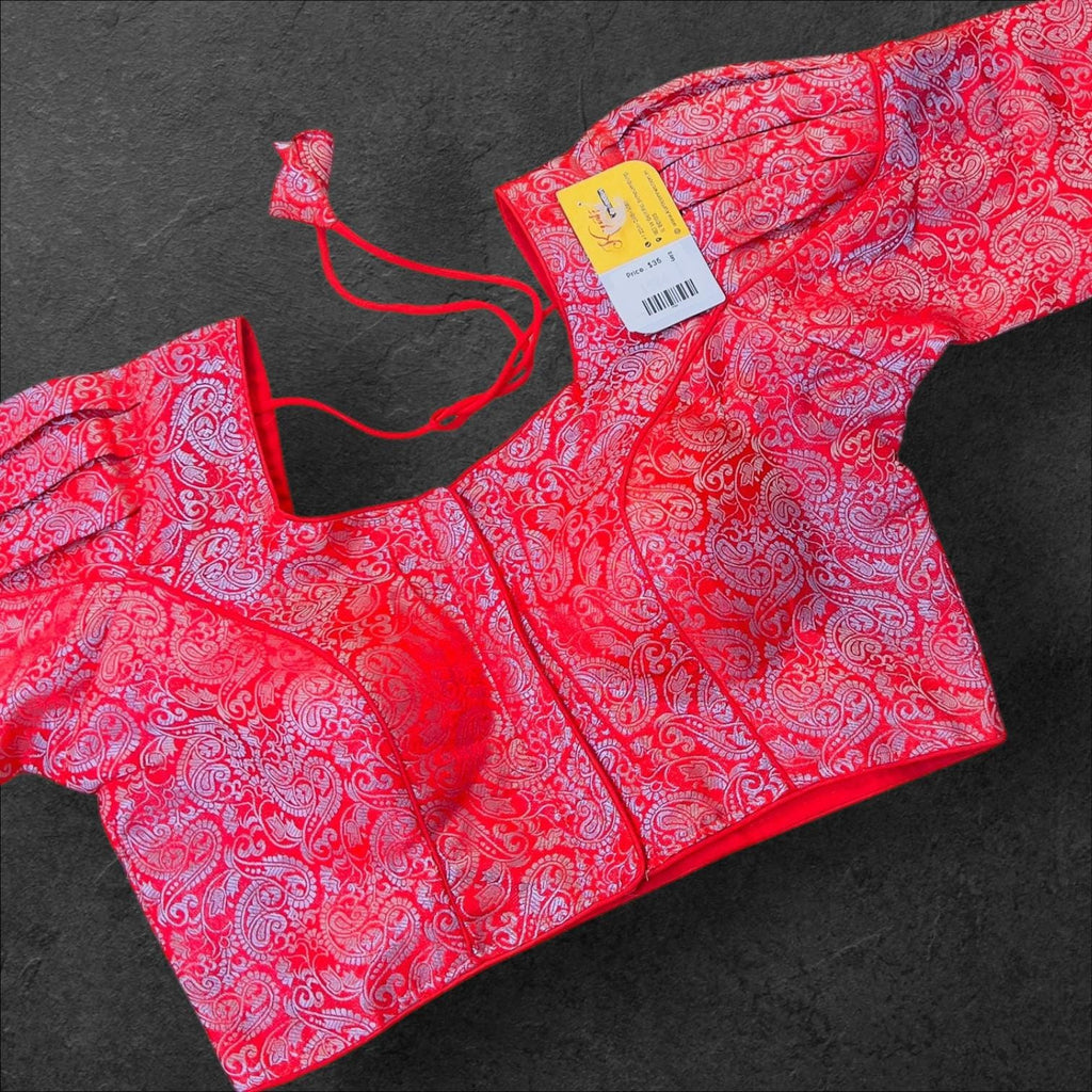 Red- Silver readymade blouse