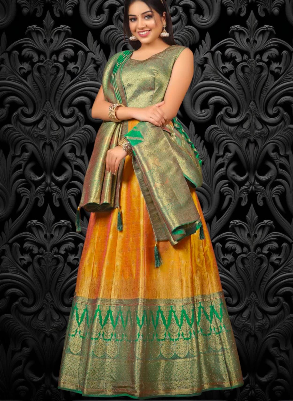 Pure silk long gown