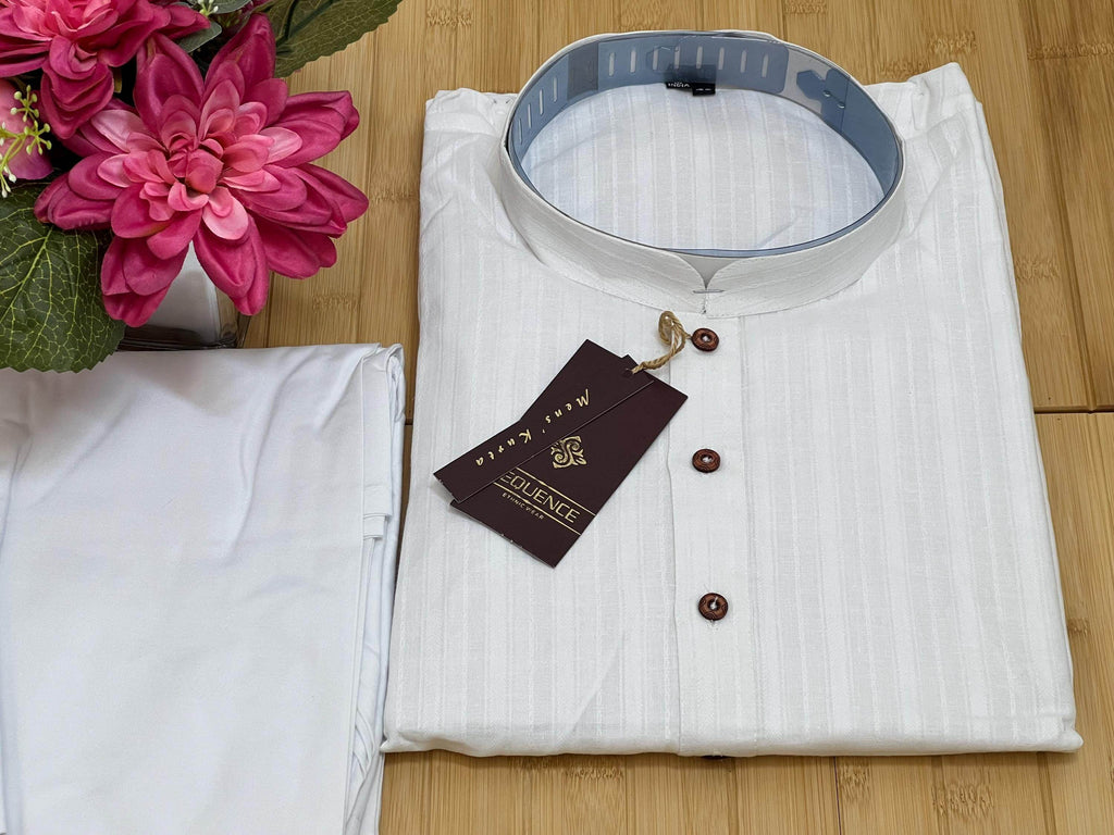 White cotton kurta pajaama set