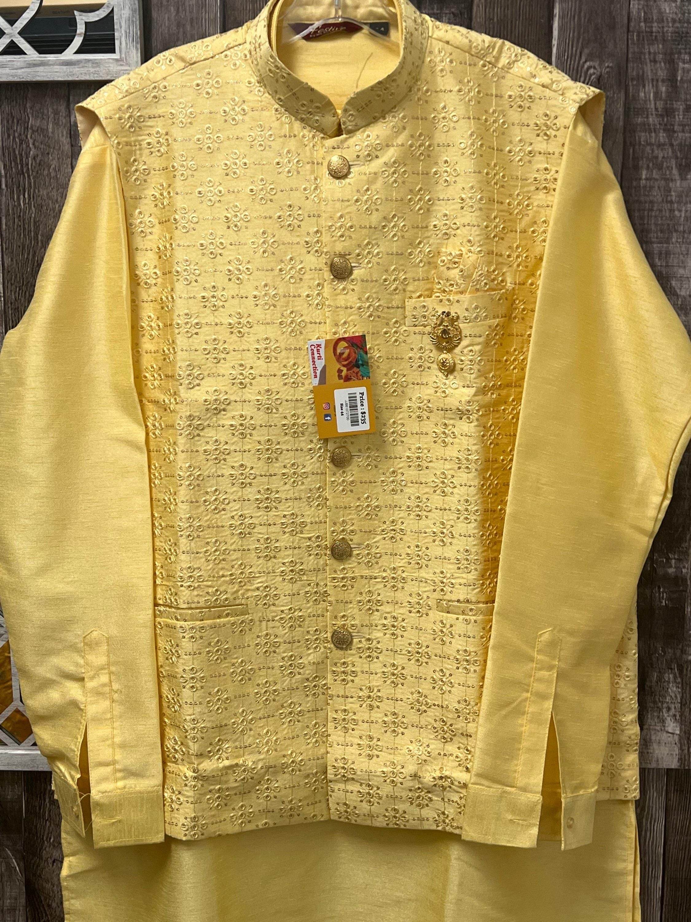 Silk kurta set with jacket