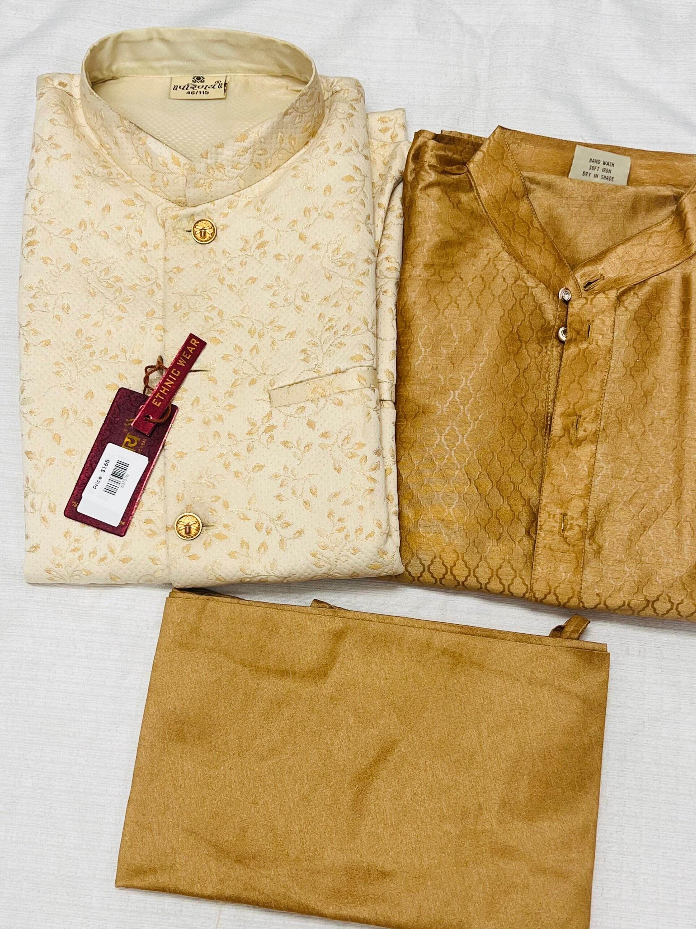 Silk kurta pajaama with jacket