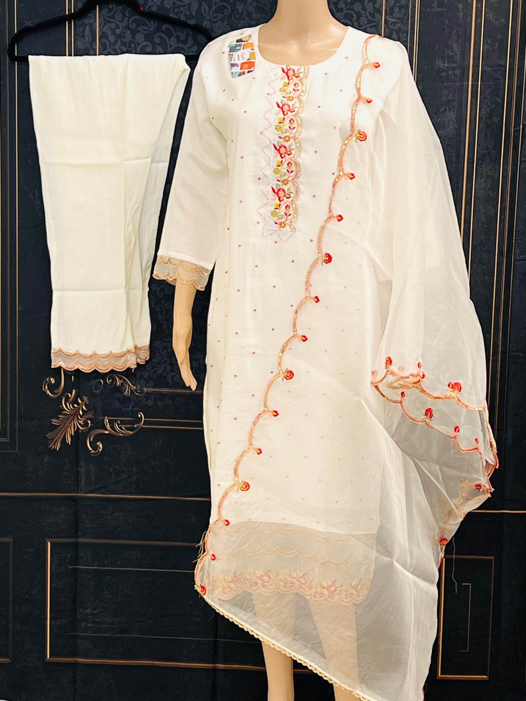 Chanderi silk kurti pant set | salwar suit