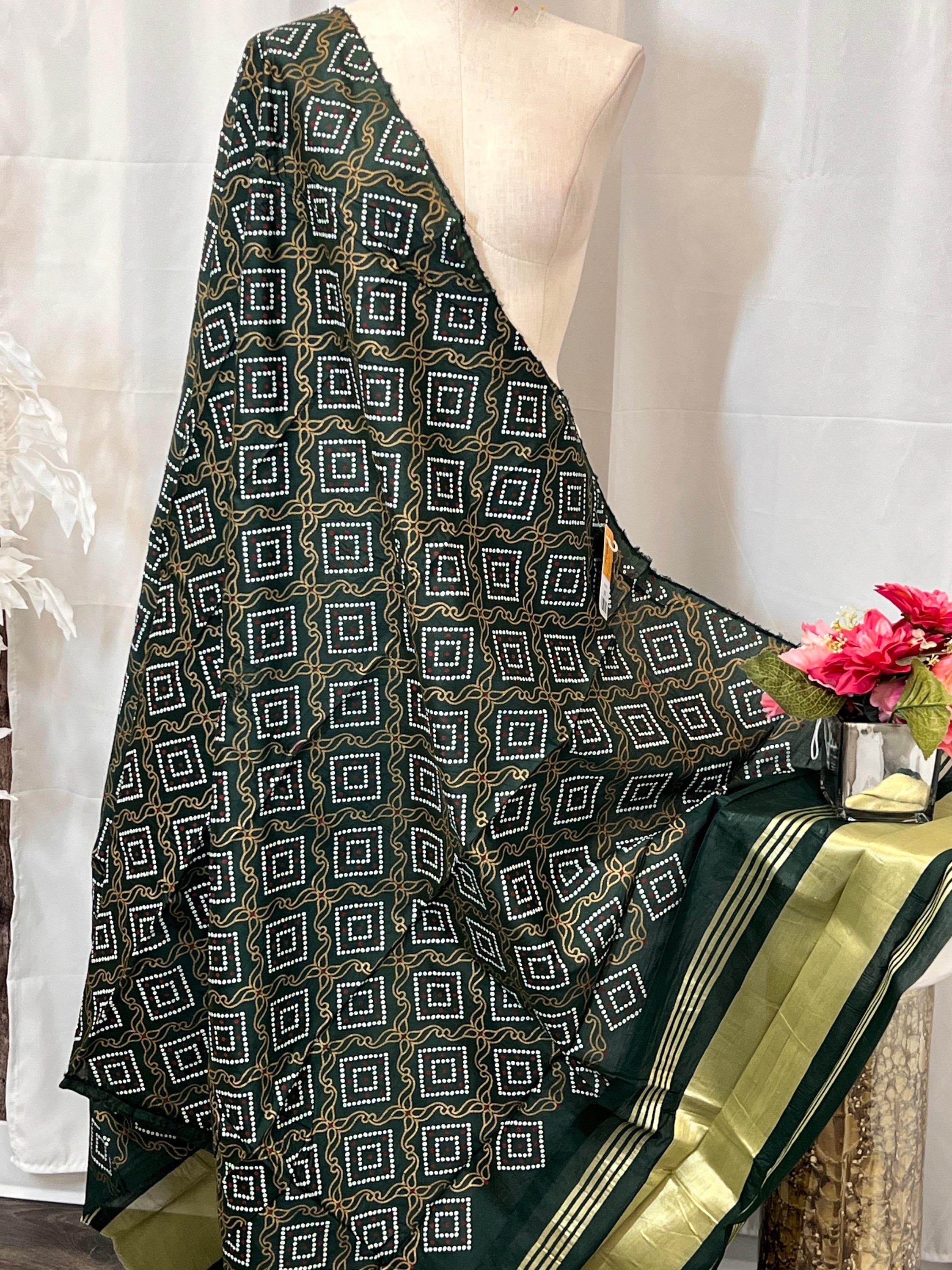 Cotton bandhani dupatta with lagdi patta