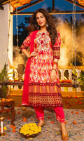 Chiffon long kurti set | three piece salwar suit