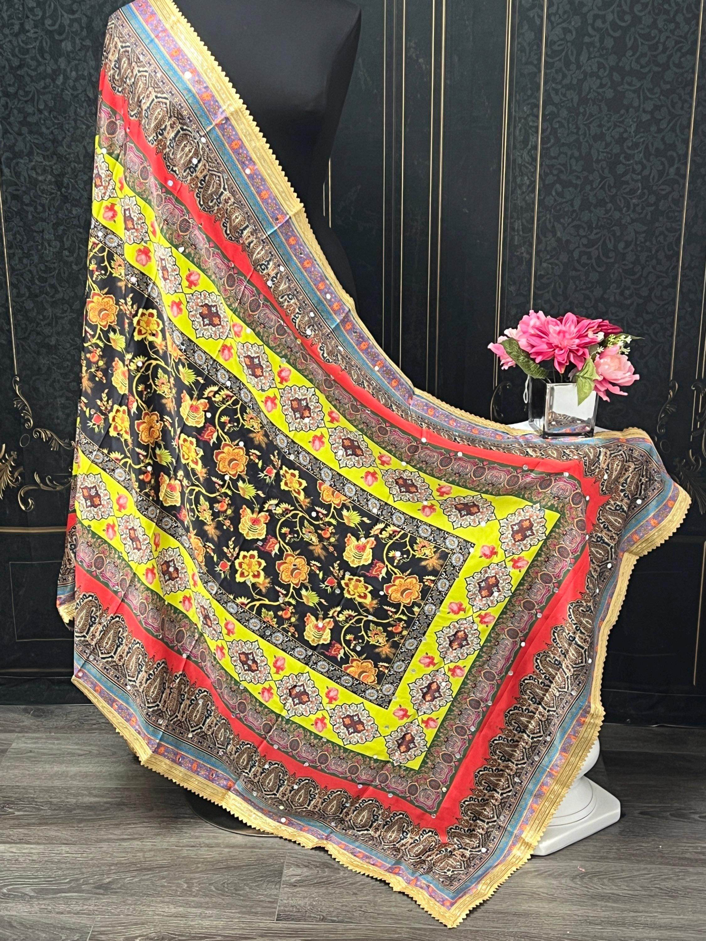 Digital print dupatta / Pakistani mirror work dupatta