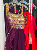 Chiffon long kurti with mirror work
