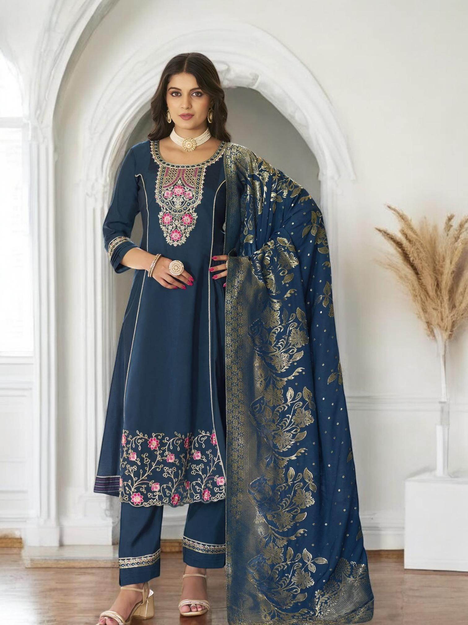 Silk Kurti pant set | party wear Kurti set